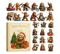 Countdown Christmas Calendar, 2D Acrylic Decoration, Christmas Decoration in the Shape of a Sloth for 24 Days, for Home, Holiday Party, Celebration, Winter, Wall, Window and Seasonal Decoration