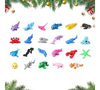 Countdown Christmas Fidget Sensory Sea Animals Articulated Printed in | 24 Day Advent Calendar for Boys Girls Teens Classroom Rewards Gifts for Parties and
