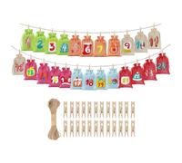Countdown Fabric Pouches - Empty Drawstring Sacks, 24-Unit Reusable Component for Anticipation Creation, Apparatus for Family, Children, Birthday and Festive Season Organization