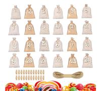 Countdown for Candy Bags - Advent Calendar Bags, Jute Bags, 24 Day Holiday Countdown Calendar with Numbers, Candy Bags Na