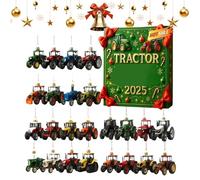Countdown for Christmas, 2D Acrylic Christmas Decoration, 24 Day Advent with Tractor Theme Decorations for Christmas Tree, for Children and Adults for Party Celebration Inv