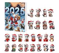Countdown for Christmas, 2D Acrylic Pendant with Cat Motif, 24-Day Countdown to Christmas, for Winter Time, New Year, Christmas Tree, Backpack, Bag and