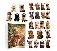 Countdown for Christmas Ornament - Cat Theme 24 Days, 2D Toy, Keyring | For Holidays, Classrooms, Offices, Desk, Wall Tree, Ba
