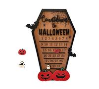 Countdown Halloween Calendar,Advent Calendar 2025,with Movable Block Bats Pumpkins Ghosts Wooden Halloween DIY Calendar for Office Home Desk Decor (1A)