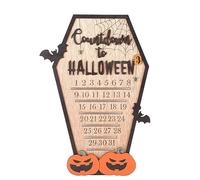 Countdown Halloween Calendar, Wooden Halloween Advent Calendar with Removable Blocks, Spooky Decor for Home Party, Orange and Black Design with Bats Pumpkins Ghosts, Desktop Booksh