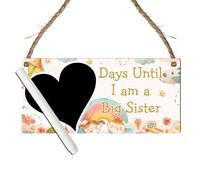 Countdown Plaque - Days Until I Am a Big Sister - Personalised Chalkboard for Expecting Siblings - Baby Arrival Gift for Nursery Room (Rainbow, with Pen, Large: 29 cm (H) × 13.5 cm (W))