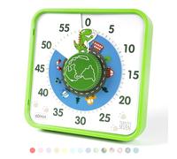 Countdown Timer 7.5 inch; 60 Minute 1 Hour Visual Timer - Classroom Teaching Tool Office Meeting, Mechanical Countdown Clock for Kids Exam Time Management Magnetic, Green Dinosaur