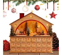 Countdown to Christmas 24 Days Wooden House Shape Desk Cabinet