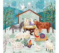 Countdown to Christmas - 24 Door - Festive Mini (6.5" x 6.5") Advent Calendar Gift Card with Envelope by Ling Design (Nativity Scene)