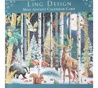 Countdown to Christmas - 24 Door - Festive Mini (6.5" x 6.5") Advent Calendar Gift Card with Envelope by Ling Design (Magical Forest)
