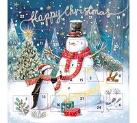 Countdown to Christmas - 24 Door - Festive Mini (6.5" x 6.5") Advent Calendar Gift Card with Envelope by Ling Design (Snowman & Penguin with Gifts)