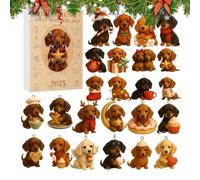 Countdown to Christmas, 2D Acrylic Decoration in the Shape of a Dog - Christmas Countdown Decoration 24 Days, for Seasonal Holidays Halloween Thanksgiving Easter Children Teenagers and Adults