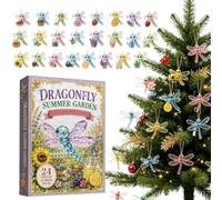 Countdown to Christmas 2D Acrylic Festive Seasonal Dragonfly Keychain | 24 Days Christmas Countdown Ornament for Seasonal Halloween Thanksgiving Easter Kids Teens Adults Holiday