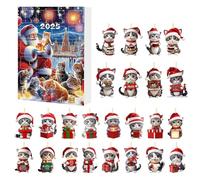 Countdown to Christmas Calendar | 24 Days of Christmas Countdown 2D Acrylic Cute Kitten Tree Ornaments | Festive Decoration for Men Boys Girls Family Friends Teens Teenagers