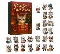 Countdown To Christmas Calendar - 2D Acrylic Advent Holiday Ornaments, 24 Days Cute Kitten Tree Ornaments, Interactive Seasonal Fun for Adults, Family, Friends, Girls, Teenagers, Boys, Men