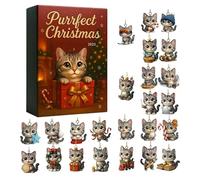Countdown to Christmas Calendar - 2D Acrylic Advent Holiday Ornaments Cute Kitten Tree Ornaments 24 Day Cute Kitten Tree Ornaments Interactive Seasonal Fun Adult Family Family A
