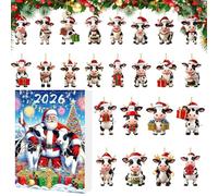 Countdown To Christmas Calendar 2D Acrylic Cow Ornament