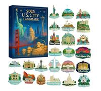 Countdown To Christmas Calendar | 2D Flat City Landmark Home Decor | Christmas Calendar 2025 | for Living Room Bedroom Kitchen Car Holiday Birthday Party Bag Keyring