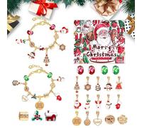Countdown to Christmas Calendar,Christmas Countdown Calendar Bracelets Jewelry Making Kit | Festive Holiday Party Favors for Family Women Little Girls Teens Kids Children