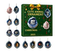 Countdown to Christmas Calendar,Seasonal Ornaments - Christmas Countdown with 2D Acrylic Cute Animal Ornaments | for Adults Teens Girls Boys Men Friends
