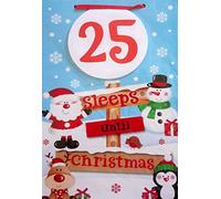 Countdown to Christmas Hanging Sign - 25 Sleeps Advent Calendar with Santa, Snowman, Reindeer & Penguin | North Pole Festive Wall Decoration for Kids & Families