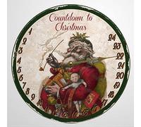 Countdown To Christmas - Merry Christmas Round Frameless Wall Clock Silent Quartz Wall Clock Easy To Read Clocks Decorative For Kitchen Bedroom Living Room 25Cm