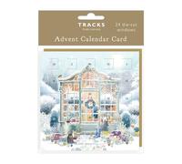 Countdown to Christmas Small 24 Door Advent Calendar Card, 16 x 16 cm, with Envelope by Tracks Publishing - Made in the UK - Eco Friendly (Xmas Greenhouse)