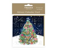 Countdown to Christmas Small 24 Door Advent Calendar Card, 16 x 16 cm, with Envelope by Tracks Publishing - Made in the UK - Eco Friendly (Fantastic Tree)