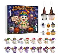 Countdown to Halloween 24 Pieces Motif - Ghost Countdown Calendar, Acrylic 2D Decorative Ornament for Party Tree Children Adults