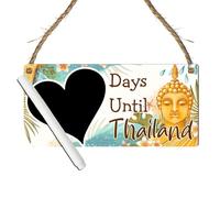 Countdown to Your Thailand Adventure - Decorative "Days Until Thailand" Plaque Chalkboard - Travel Countdown Sign for Holidays, Honeymoons, (Budha, With Pen, Small: 19 cm (H) × 9 cm (W))