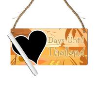 Countdown to Your Thailand Adventure - Decorative "Days Until Thailand" Plaque Chalkboard - Travel Countdown Sign for Holidays, Honeymoons, (Orange, With Pen, Small: 19 cm (H) × 9 cm (W))