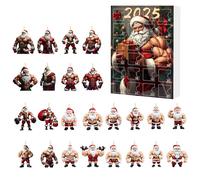 Countdown Toy - 24 Days 2D Acrylic Bodybuilder Santa Ornament Countdown Calendar | Fun Decoration for Family, Youth, Sons, Women, Friends, Boy