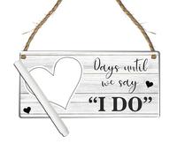 Countdown Wedding Plaque with Rustic Chalkboard/Whiteboard Heart Design - Keepsake to Countdown the Days Until 'I Do' - Engagement or Bridal Gift (Acrylic Indoor & Outdoor Use, With Pen)