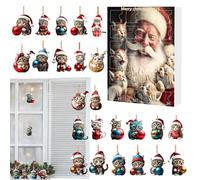 Countdown with 24 Acrylic Cat Pendants Christmas Cat Ornament 3.7 x 2 cm Set in 27 x 18.5 x 3.5 cm Package for Christmas Tree Car Wall Door Window