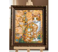 Counted cross stitch kit Golden Cat with elegant cat portrait, No. 2319