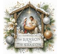 Counted Cross Stitch Kit - Nativity DIY 14CT Thread Art Needlework (40x40cm, White Fabric), Full Embroidery Cross Stitch for Home Christmas & Living Room Decor