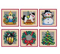 Counted Cross Stitch Kit on Plastic Canvas with Christmas Coasters. Gorgeous Ornament 4.33x4.33 inches 161CS. Wonderful for Embroidery & Craft Amateurs