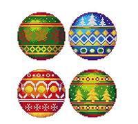 Counted Cross-Stitch Kit on Plastic Canvas with Christmas Ornaments. Fascinating Chart 3.74x3.94 inches 139CS. Marvelous for Embroidery & Needlework Amateurs