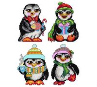 Counted Cross Stitch Kit on Plastic Canvas with Christmas Penguins. 4 Fantastic Charts Different Dimensions 157CS. Perfect for Art & Needlecraft Amateurs