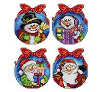 Counted Cross-Stitch Kit on Plastic Canvas with Christmas Toys. 4 Winter Ornaments 3.54x4.13 inches Each 109CS. Superb for Art & Craft Amateurs