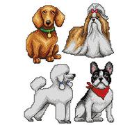 Counted Cross-Stitch Kit on Plastic Canvas with Dogs. 4 Wonderful Ornaments Different Dimensions 122CS. Perfect for Embroidery & Needlework Amateurs