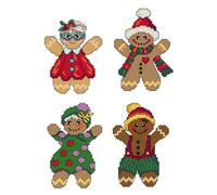 Counted Cross Stitch Kit on Plastic Canvas with Gingerbread. 4 Fabulous Ornaments Different Dimensions 156CS. Superb for Art & Craft Amateurs