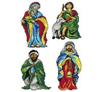 Counted Cross-Stitch Kit on Plastic Canvas with Nativity 2. 4 Cute Ornaments Different Dimensions 154CS. Wonderful for Embroidery & Craft Amateurs