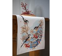 Vervaco Counted Cross Stitch Kit – Runner Long-Tailed Tits & Red Berries, Cotton, 32 x 84 cm