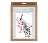Trimits Extra Large Counted Cross Stitch Kit - Peacock Design on 14 Count Aida Fabric (45 x 64.5cm) with Threads, Needle, Colour Design and Instructions - Great for Skill Progression.