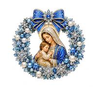 Counted Cross Stitch Kit Virgin Mary Infant Jesus 14CT 40x40cm | Starter Friendly Full Stitch Design Includes Aida Cloth 2 Needles Cotton Thread Set And Step by Step Chart