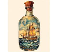 Counted Cross Stitch Kits For Adults Embroidery Nautical Sail Ship In A Bottle Cross Stitch Pattern 40X50Cm 11Ct Stamped Cross Stitch Kit Pattern Embroidery Kit Pre-Printed Fabric Home Decor