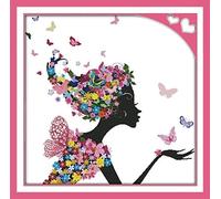 Counted Cross Stitch Kits for Beginner Flower Beauty 11CT Stamped Cross Stitch Pre-Printed Pattern Embroidery DIY Children's Adult Home Decoration 16x20 inch