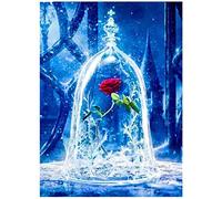Counted Cross Stitch Kits for Beginner Red Rose Flower 11CT Stamped Cross Stitch Pre-Printed Pattern Embroidery DIY Children's Adult Home Decoration 16x20 inch