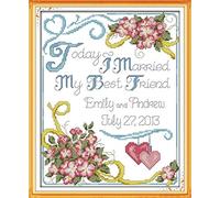 Counted Cross Stitch Kits for Beginner Wedding Day 11CT Stamped Cross Stitch Pre-Printed Pattern Embroidery DIY Children's Adult Home Decoration 16x20 inch
